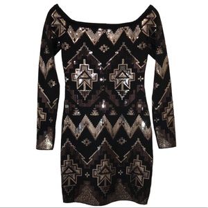 NWT*Express - Sequin Long Sleeve Mini Sheath Dress